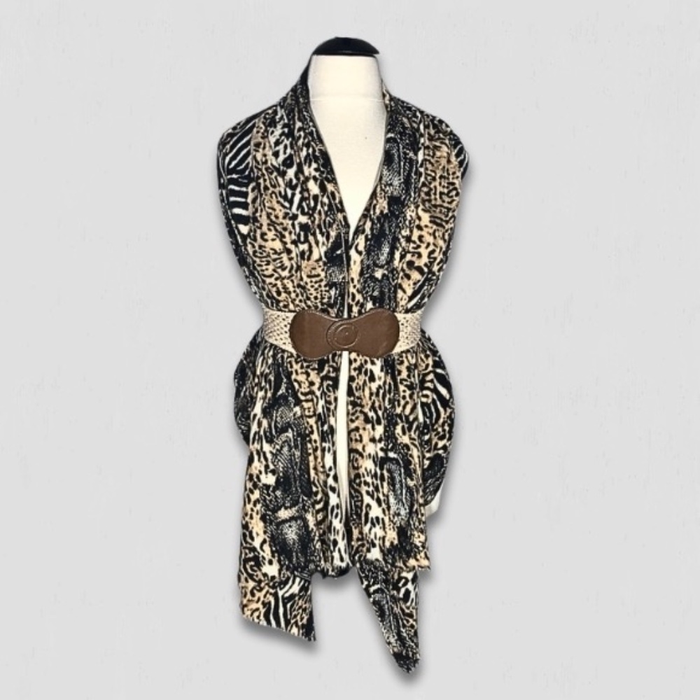 Look Cashmere Leopard Animal Print Scarf Multicolor OS